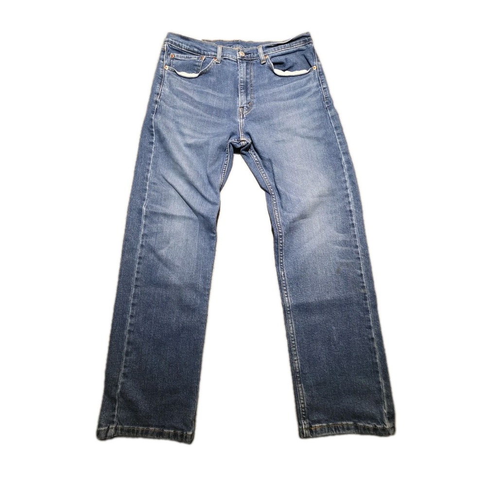 Levi's Blue Jeans Men's 34x30 505 Relaxed Fit Straight Leg Medium Wash Western